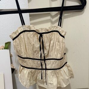 Elegant Cream Ruffled Women's Top